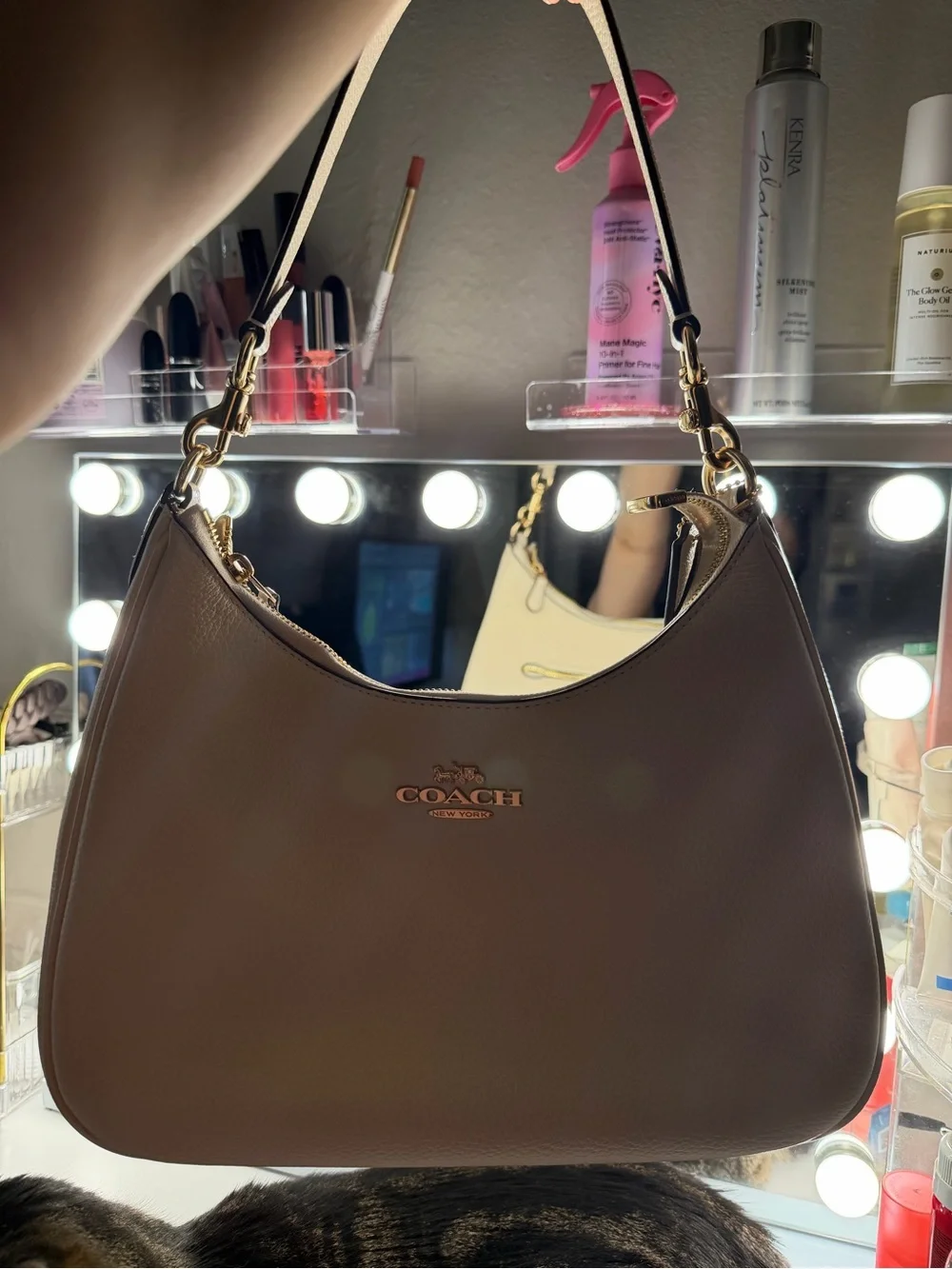 Coach leather Shoulder Hobo Bag in Taupe